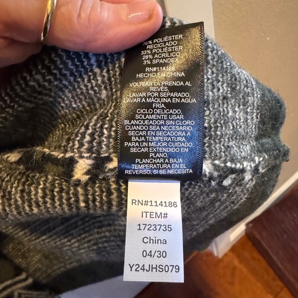 Frye Olive Green Geometric  Knit Sweater - Picture 6 of 9